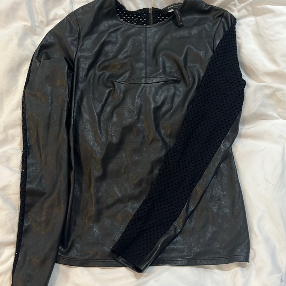 leather and mesh long sleeve